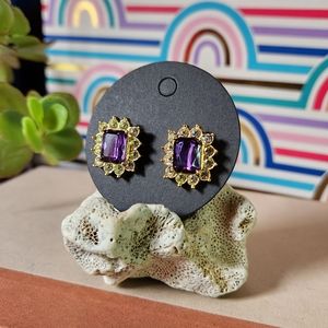 Purple and Cubic Zirconia Earrings